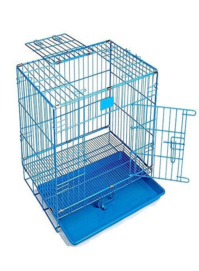 Smart Pups 24 inch cage Double Door wth Removable Tray cage/cat Kennel 24 inch Sky Blue - Image 1